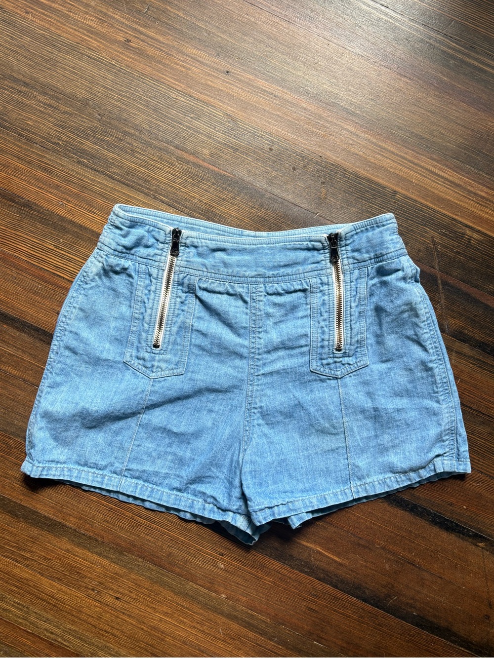 Sea New York Light Blue High-Waist Denim Shorts with Front Zips